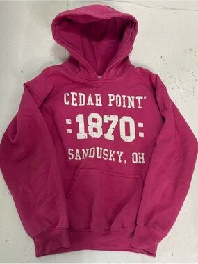 Kids Medium Gildan Cedar Point Ohio Pink Hoodie